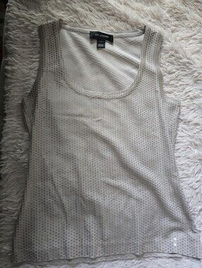 St. John Silk Sequin Shimmer Tank Beige